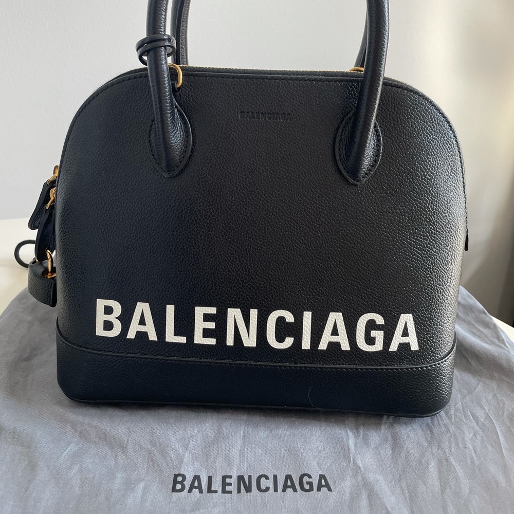 SOLD : New Balenciaga Ville Textured Black Leather